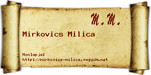 Mirkovics Milica névjegykártya